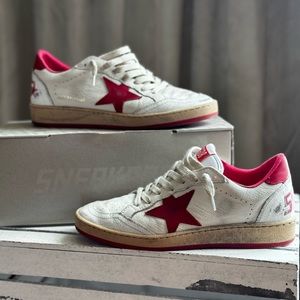 Golden Goose Ball Star White/Strawberry Red